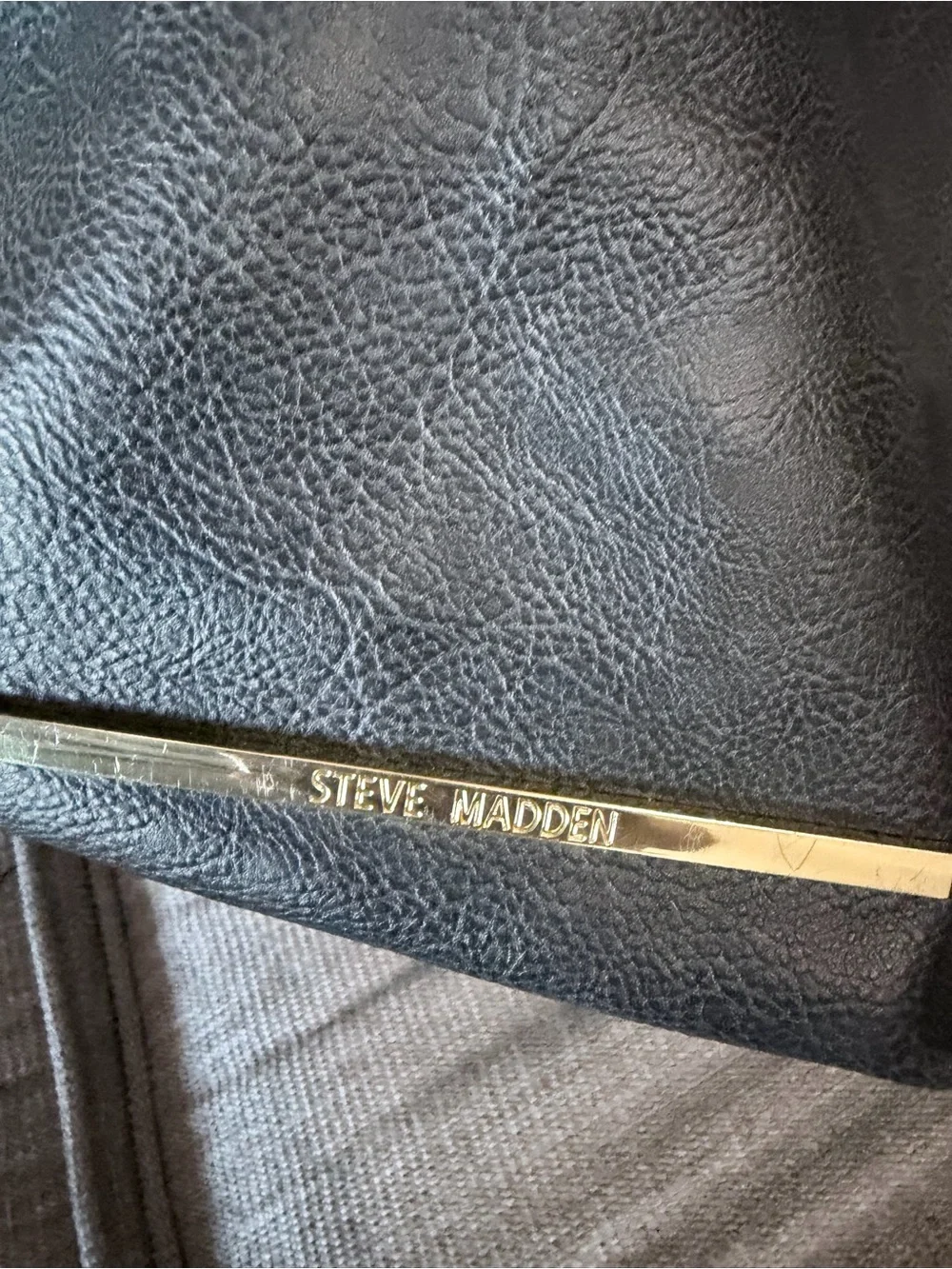 Steve Madden Black Leather Tote with Tassel and Gold Accents